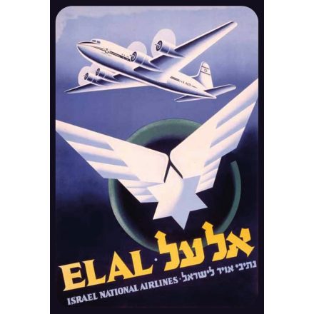EL AL Israel National Airlines DC-4 fém poszter 20 x 30 cm