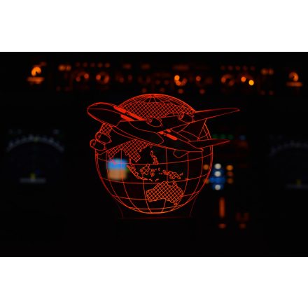 Utasszállító repülőgép földgömbbel - 3D Led Lámpa
